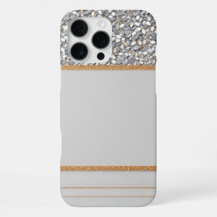  Luxe Gold & White Glitter Shield iPhone 16 Pro Max Case