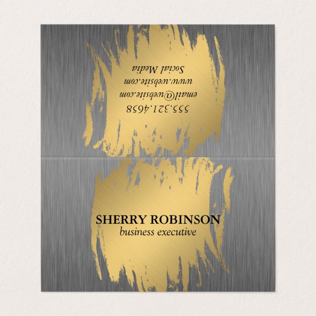Luxe Gold with Faux Metallic Business Card (Outside Unfolded)