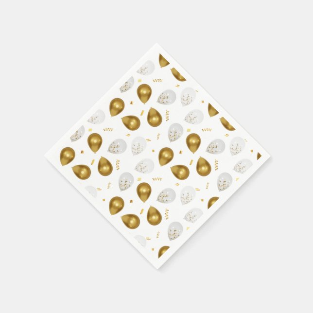 Luxe Golden Balloons & Confetti Napkins (Corner)