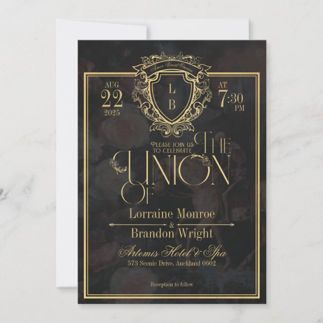 Luxe Gothic Romance Wedding Invitation (Front)