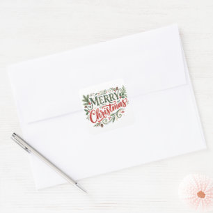 Luxe Green and Red Hand Lettering Square Sticker