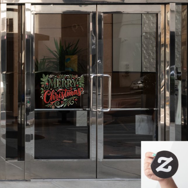 Luxe Green and Red Hand Lettering  Window Cling (Office Door)