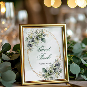 Luxe Green and White Guest Book Table Sign