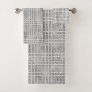 LUXE GREY GRID PATTERN HAMPTON TOWEL SET