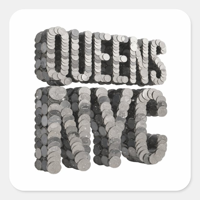 Luxe Grey QUEENS NYC Decal Art Square Sticker (Front)
