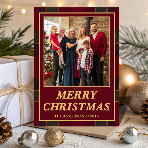 Luxe Heritage Tartan Plaid Family Photo christmas Holiday Card