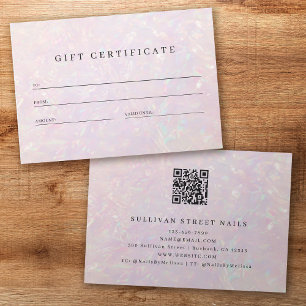 Luxe Holographic QR Code Business Gift Certificate