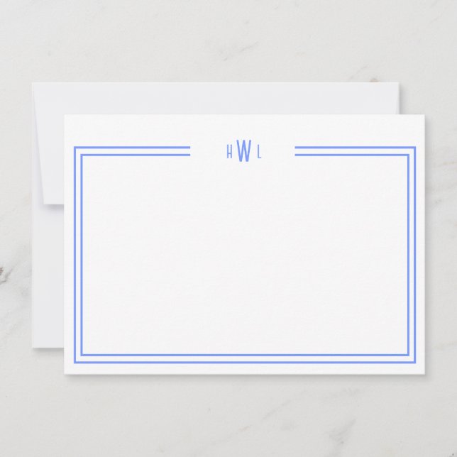 Luxe Initial Personal Stationery Blue Card (Front)