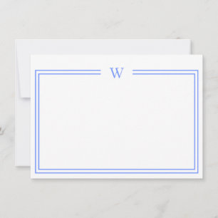 Luxe Initial Personal Stationery Blue Card