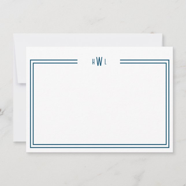 Luxe Initial Personal Stationery Teal Card (Front)