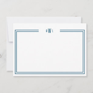 Luxe Initial Personal Stationery Teal Card
