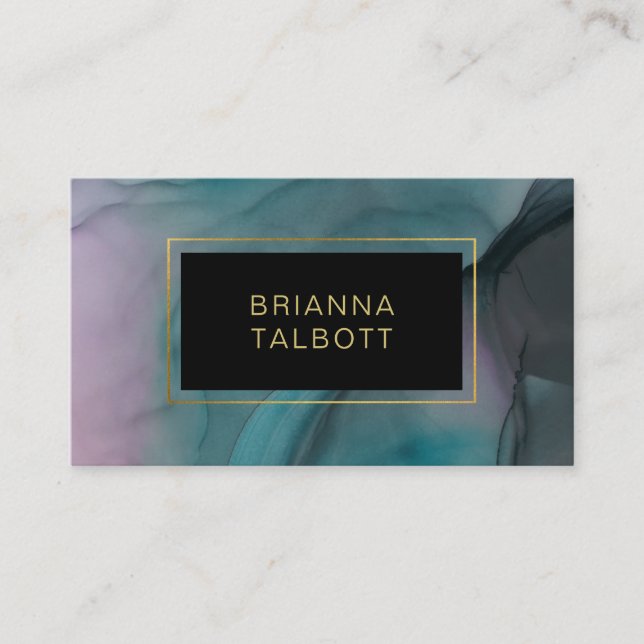 Luxe Ink Wash Jewel Tones Marble Pattern Business Card (Front)
