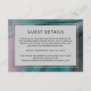 Luxe Ink Wash Jewel Tones Wedding Details Enclosure Card