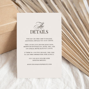 Luxe Ivory and Dark Brown   Wedding Guest Details Enclosure Card