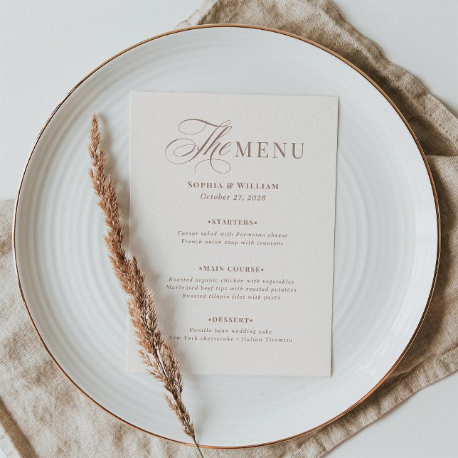 Luxe Ivory and Mocha Taupe | Neutral Wedding Menu (Creator Uploaded)