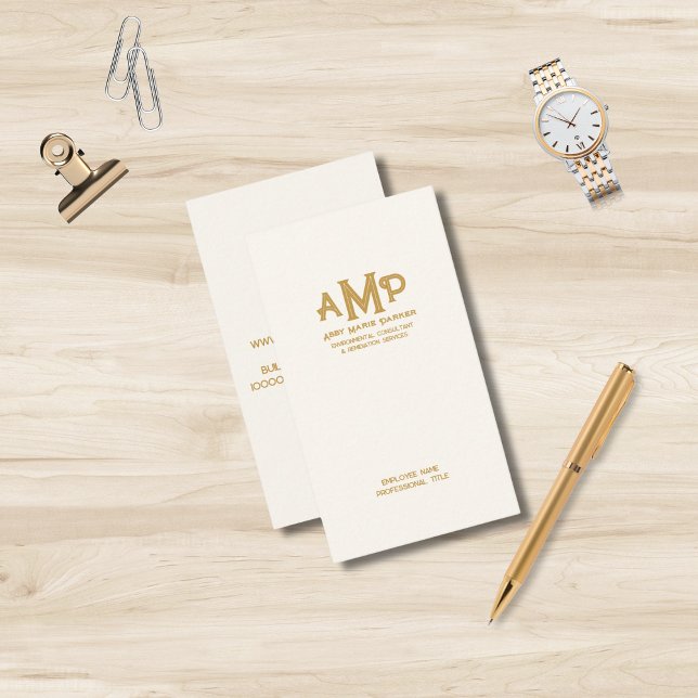 Luxe Ivory Gold 3 Letter Monogram Business Logo  Business Card (Creator Uploaded)