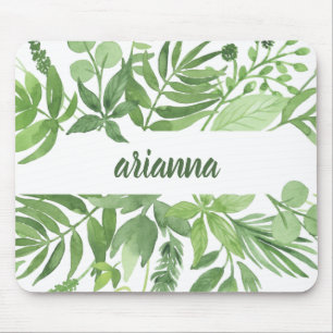 Luxe Leaves   Green Botanical Frame Mouse Mat