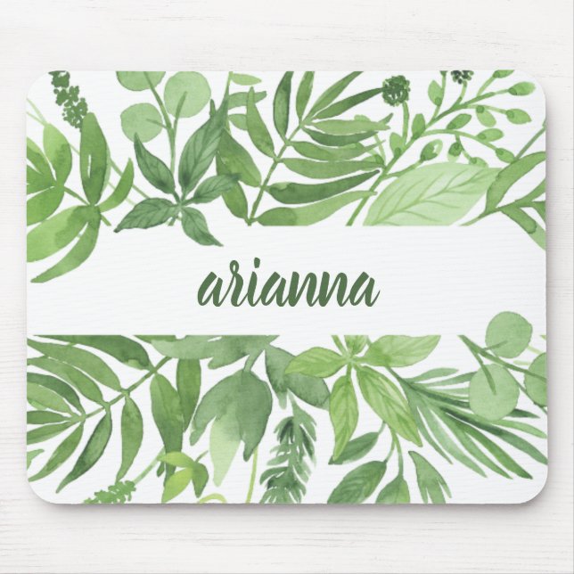Luxe Leaves | Green Botanical Frame Mouse Mat (Front)