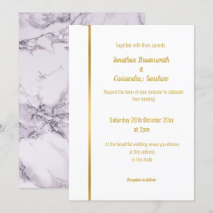 LUXE LILAC MARBLE GOLD WEDDING INVITATION