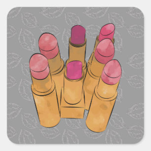 Luxe Lipstick Kiss Square Sticker