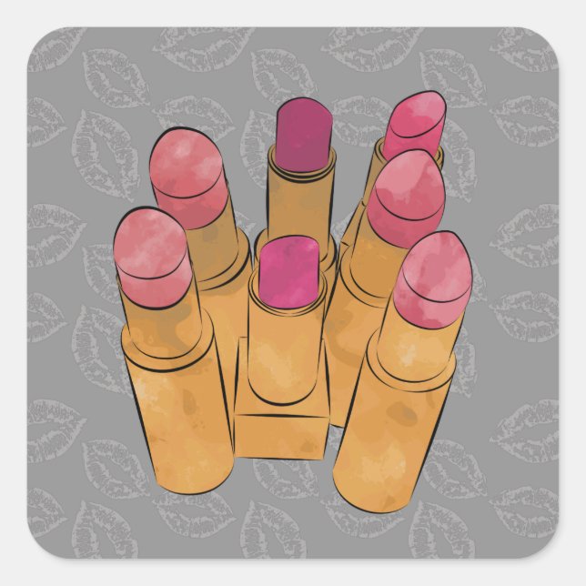 Luxe Lipstick Kiss Square Sticker (Front)