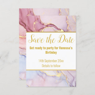 LUXE MARBLE PASTEL SAVE THE DATE RSVP CARD