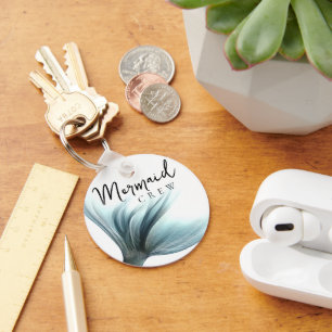 Luxe Mermaid Crew   Turquoise Teal Bridesmaid Key Ring