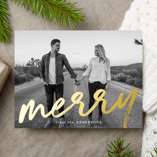 Luxe Merry Photo Foil Holiday Postcard