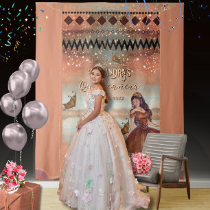 Luxe Metallic Copper Quin Photo Back Backdrop  Tapestry