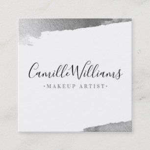 LUXE MINIMALIST glam lux faux gilded silver brush Square Business Card