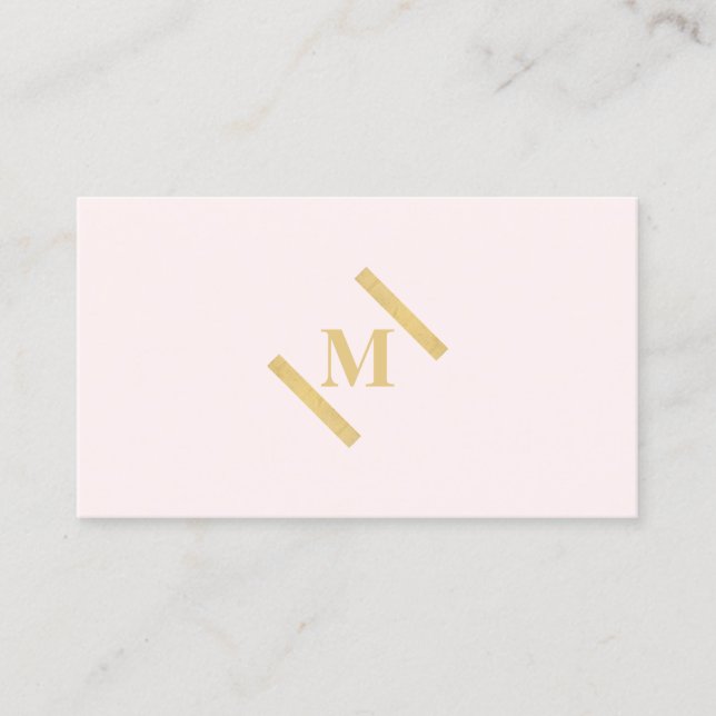 Luxe Minimalist Monogram Gold/Pink Business Card (Front)