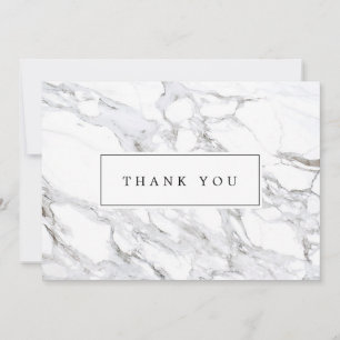 Luxe Minimalist White Marble Thank You Card