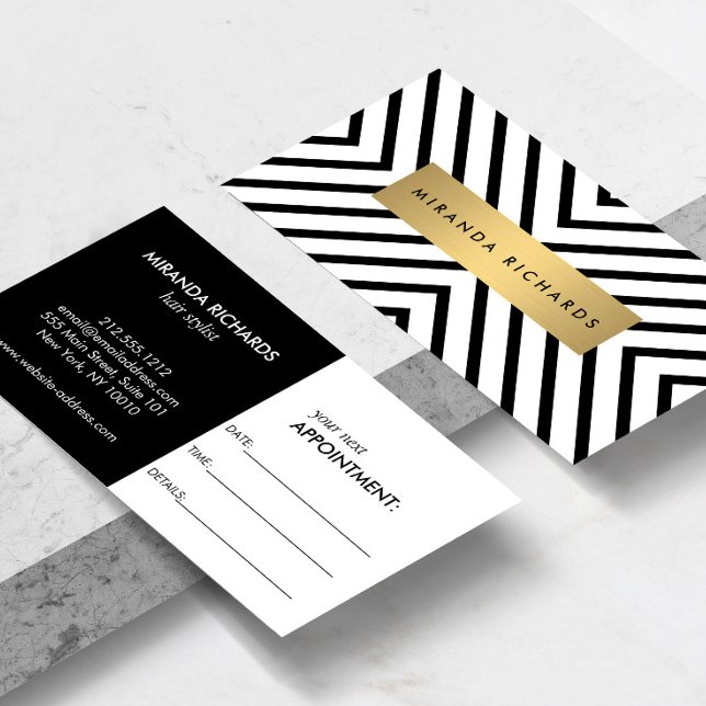 Luxe Mod Black and White Pattern Appointment Card (Creator Uploaded)