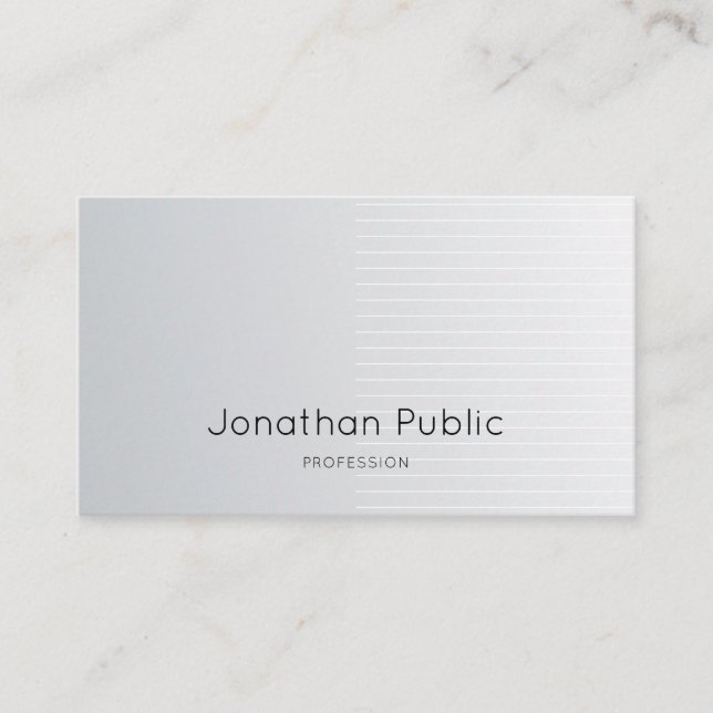 Luxe Modern Chic Design Silver Plain Professional Business Card (Front)