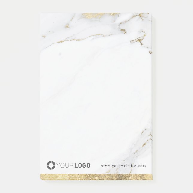 Luxe modern faux gold marble company logo post-it notes (Front)
