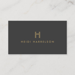 LUXE MODERN GOLD and GRAY INITIAL MONOGRAM LOGO Business Card
