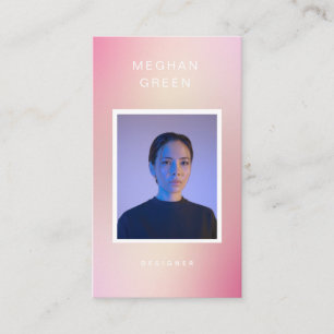 Luxe modern photo gradient purple Business Card