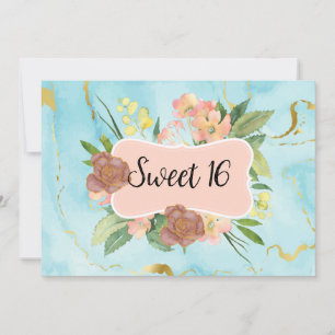 Luxe modern romantinc floral girl invitation