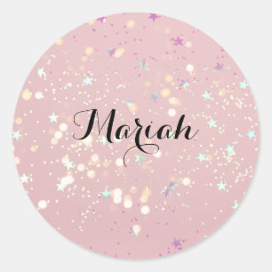 luxe modern romantinc girl classic round sticker