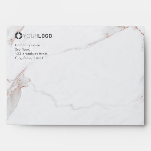Luxe modern rose gold marble company logo envelope