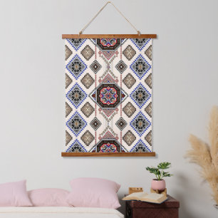Luxe Monochrome and Ochre Tribal Medallion Hanging Tapestry
