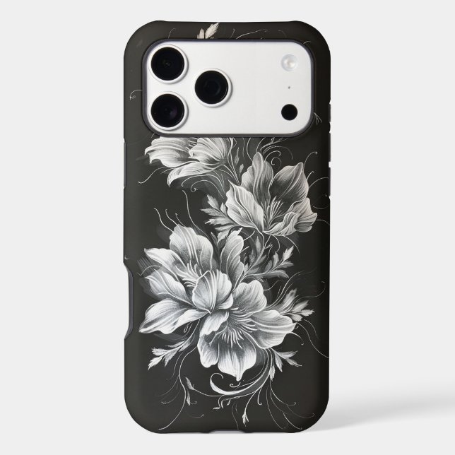 Luxe Monochrome Floral iPhone 17 Case (Back)