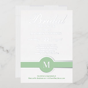 Luxe Monogram Chic Bridal Shower Green Silver