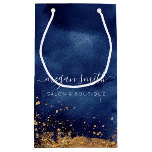 Luxe Navy Blue Gold Shopping Bag Gift Bag