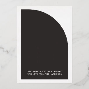 Luxe Noel Black & White Half Arch Real Foil Holiday Card