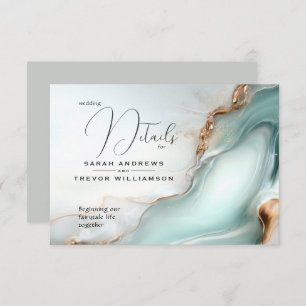 Luxe Opal Teal Gold Fluid Alcohol Ink Enclosure Card