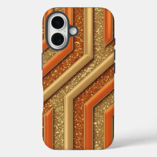Luxe Orange Glitter Gold Glitter iPhone 16 Case