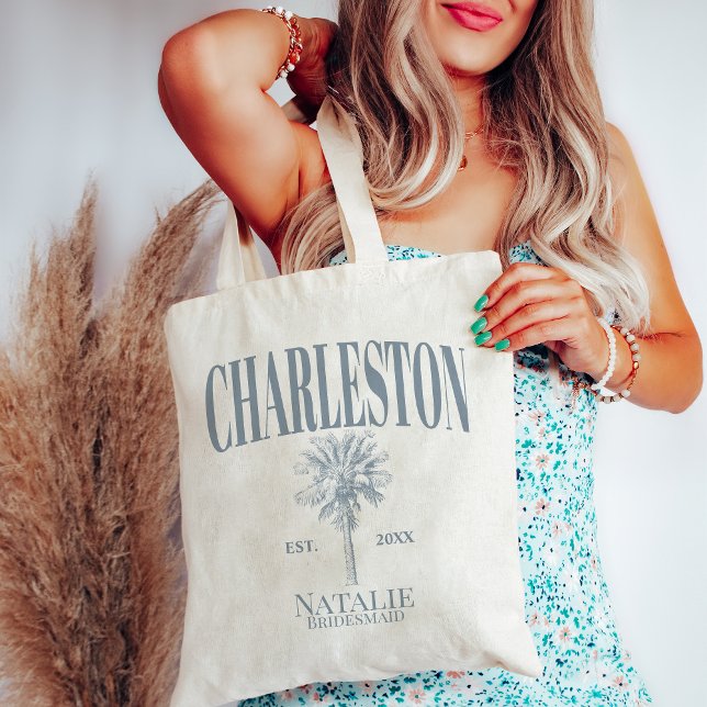 Luxe Palm Trees Charleston Coastal Bachelorette Tote Bag (Creator Uploaded)