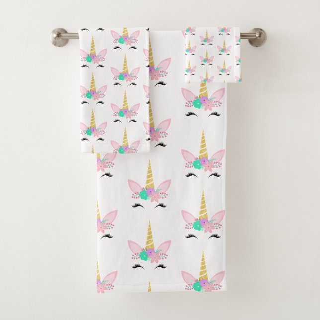 LUXE PASTEL UNICORN WHITE TOWEL SET (Insitu)