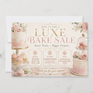 Luxe Patisserie Pink Gold Elegant Bake Sale Invitation